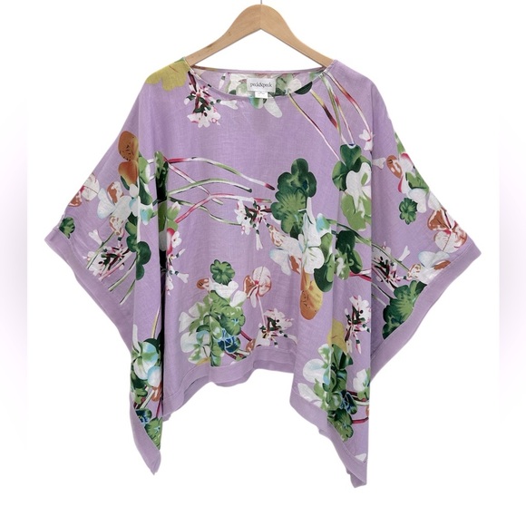Peck & Peck Tops - Peck & Peck Linen Floral Kimono Blouse Coastal Grandma Garden Resort Cruise